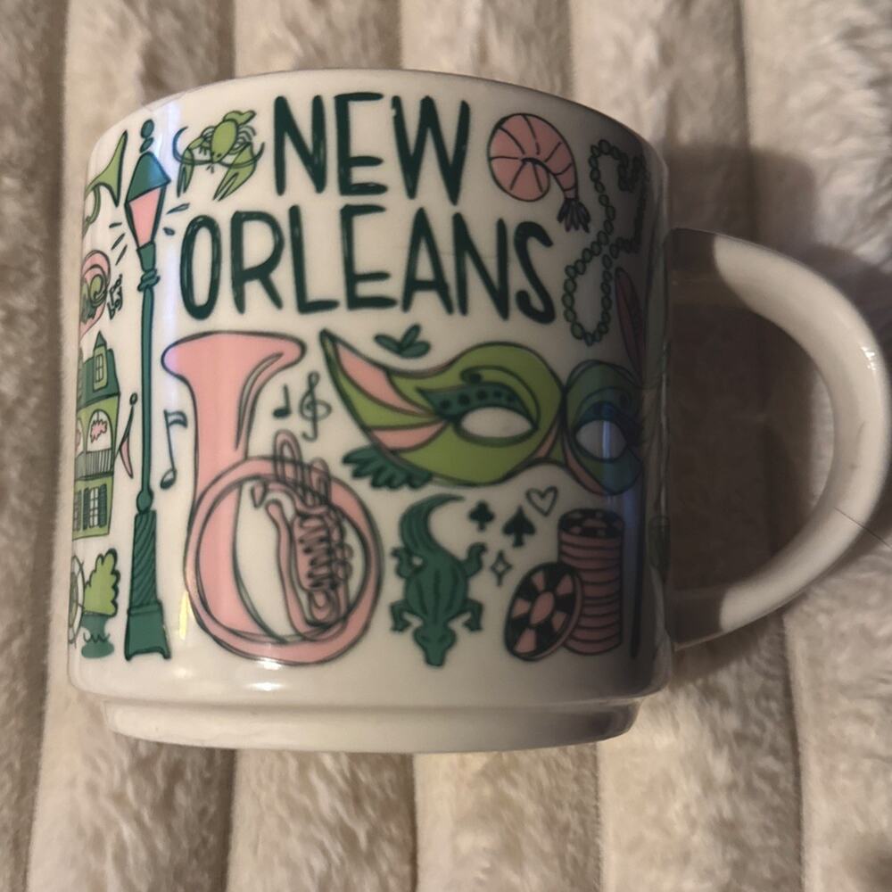 New Orleans Been There Series Starbucks Mug 14 oz Coffee Collectible Pink Green